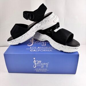 Jellypop VENTURE Black Comfort Fit Platform Sandals Women's Size 8 NIB Speckled